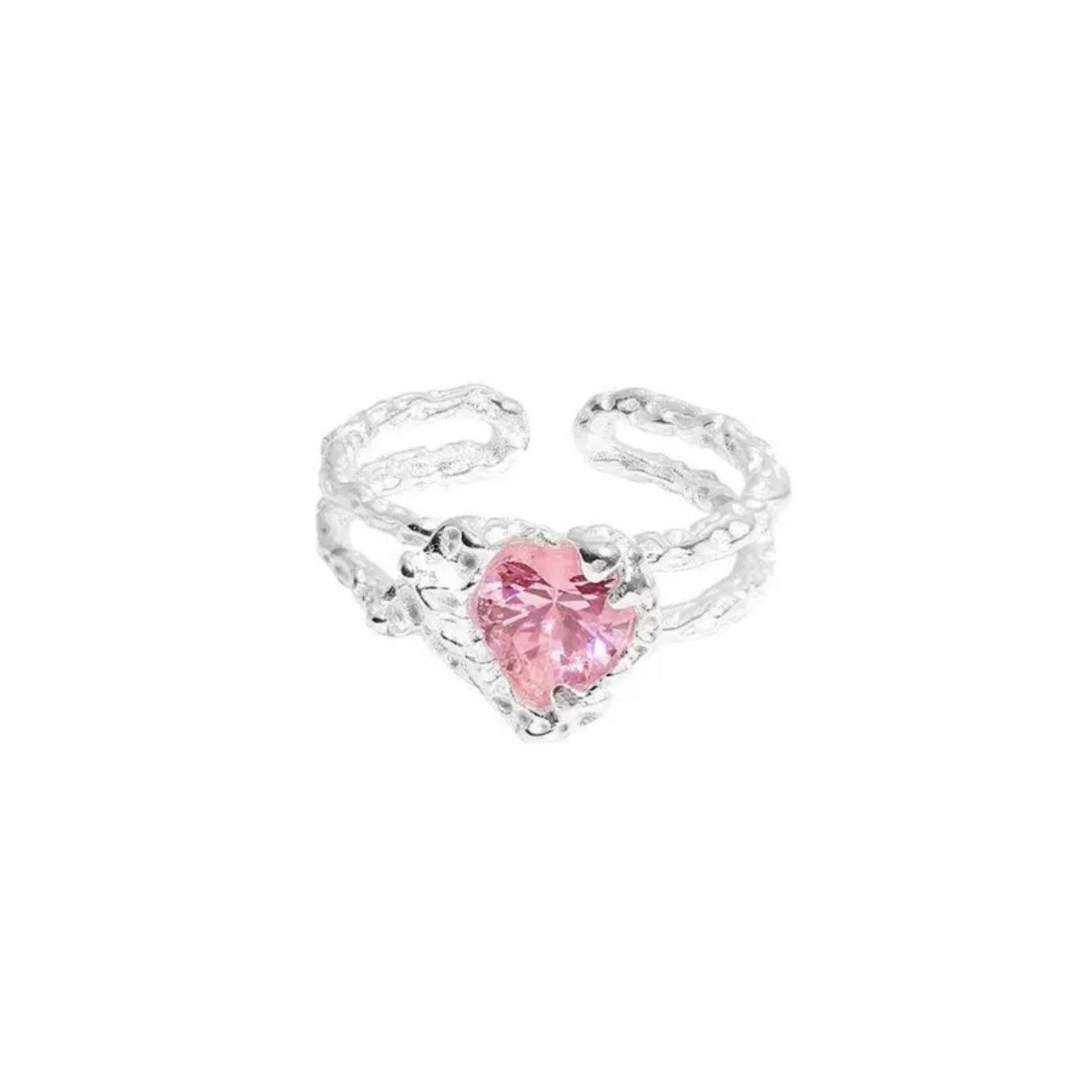 Two Row Pink Gem Ring