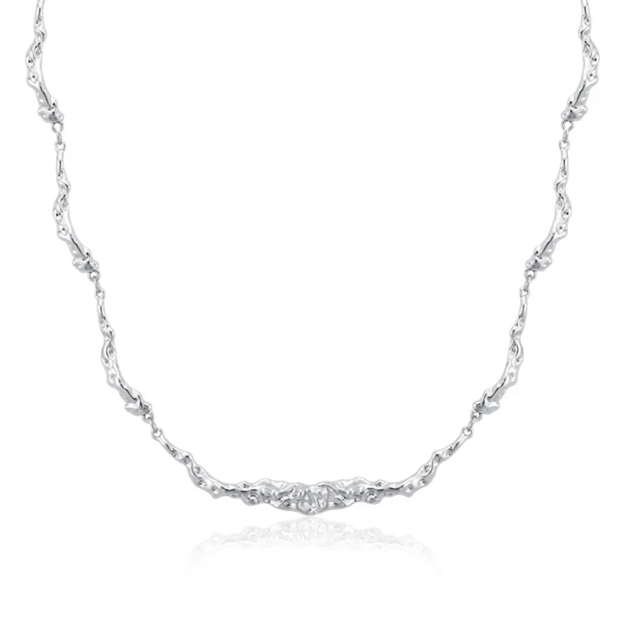 Wrinkle Silver Necklace