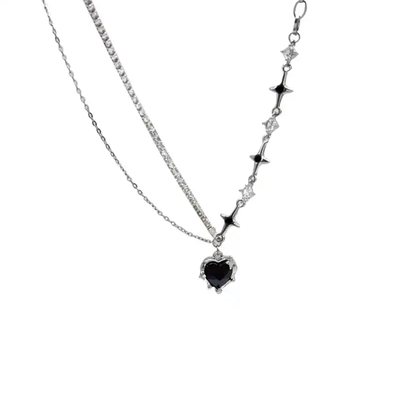 Black Gem Heart Necklace