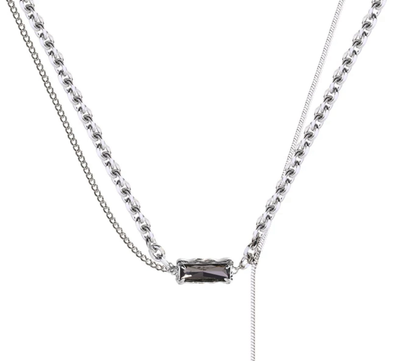 Black Gem Steel Necklace