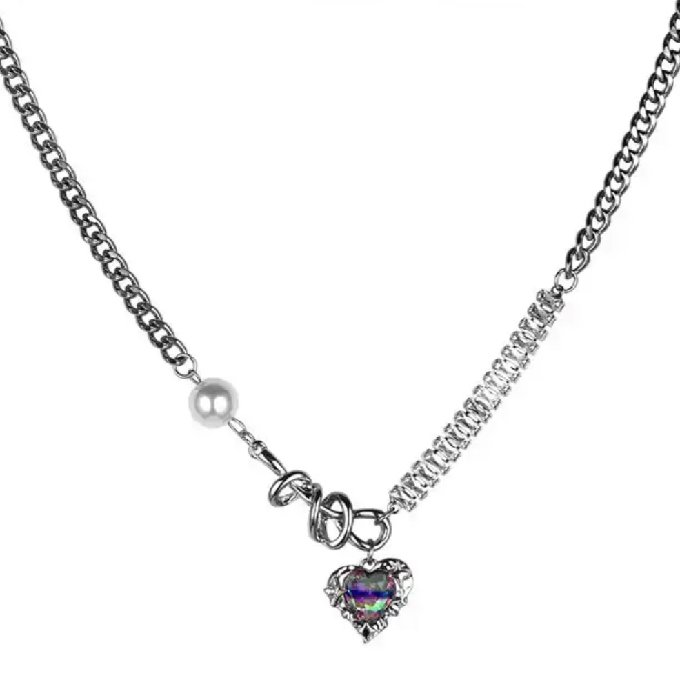 Colorful Heart Pearl Necklace